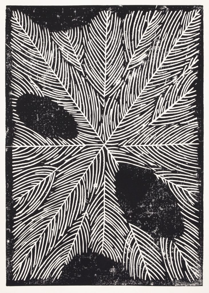 Max Santo o.T., Linoldruck, 62,5x44cm, 2018